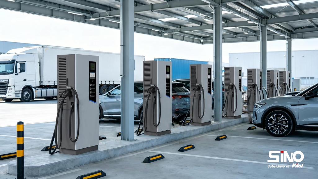 long EV charger cable for DC fast charging for commercial parking lot