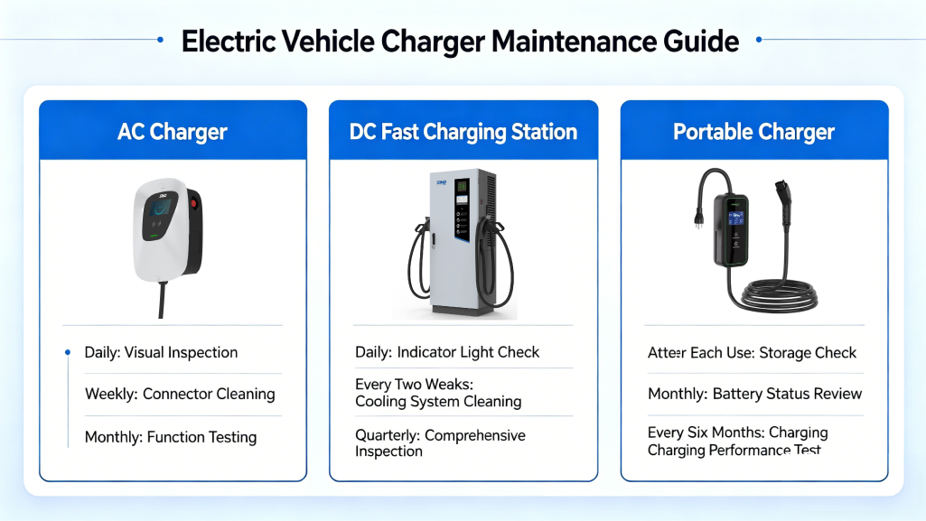 maintenance schedule for diffrent types of EV charging stations