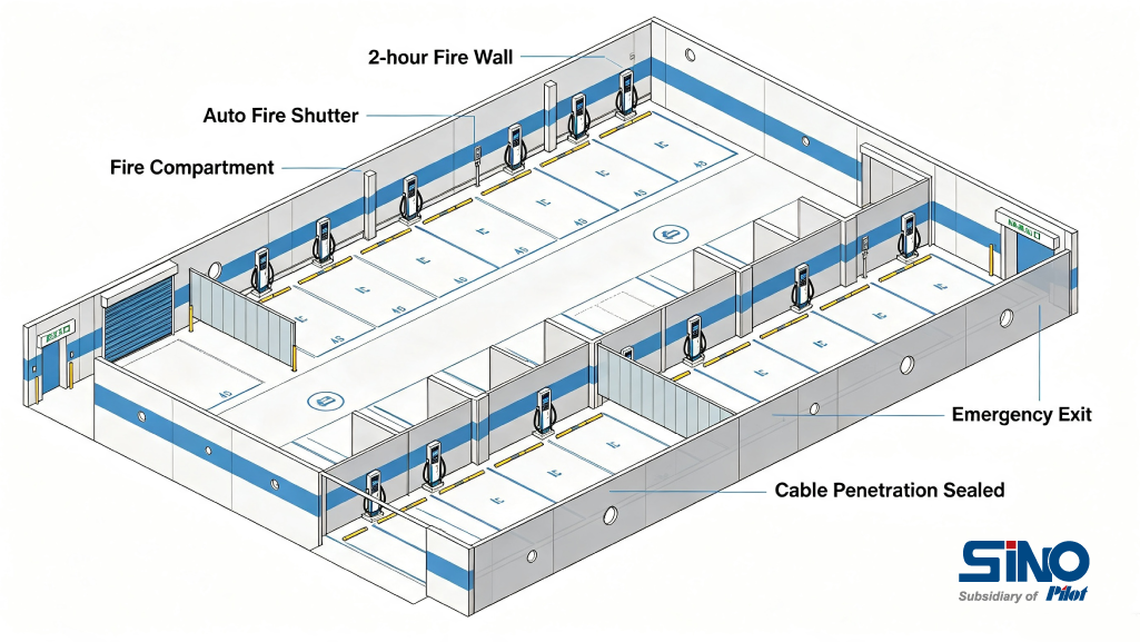 Standard design layout for safety of EV charging underground